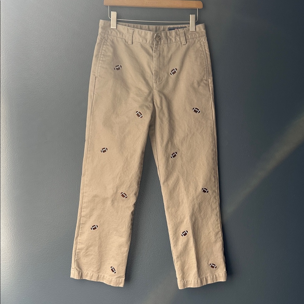 🏈 VINEYARD VINES Boys Khaki pants size 12 with football embroidery